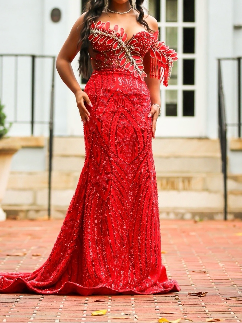 Custom red prom dress